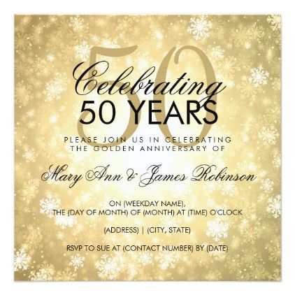 50th Wedding Anniversary Winter Wonderland Gold Invitation