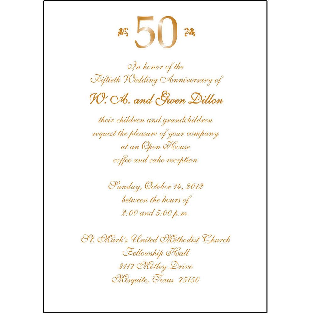 Spanish Wedding Invitation Wording 50th Wedding Anniversary