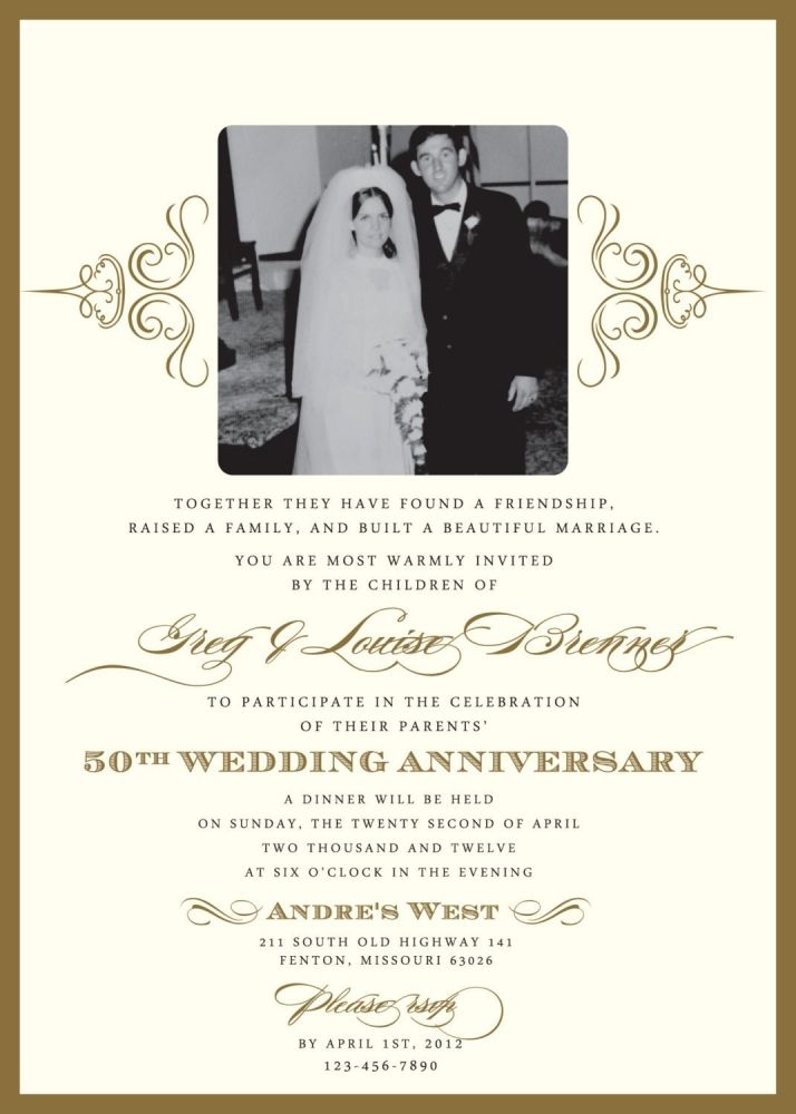 Wedding Invitations For A 50th Wedding Anniversary 50th Wed