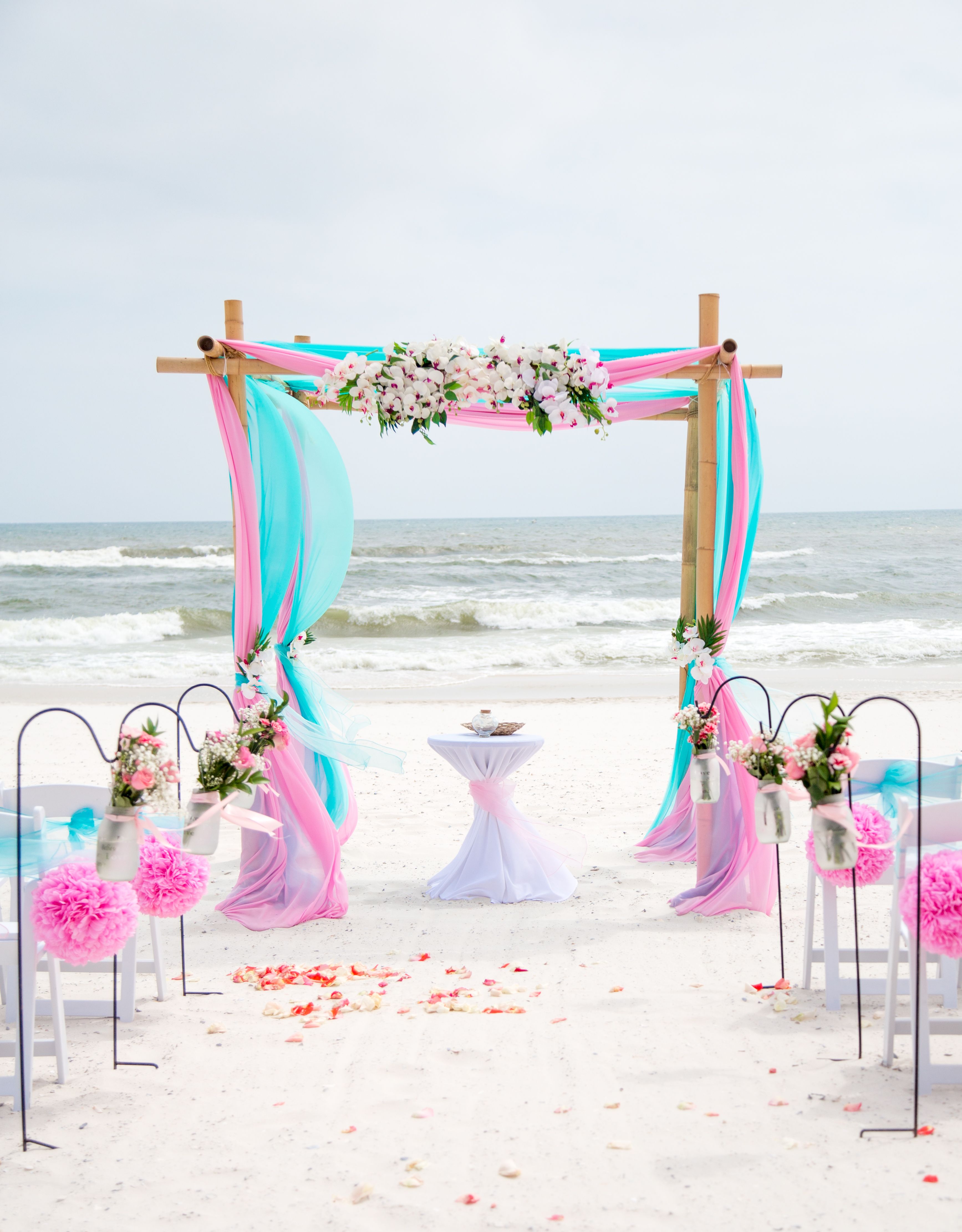 Pink And Aqua Blue Beach Wedding Blue Beach Wedding Beach