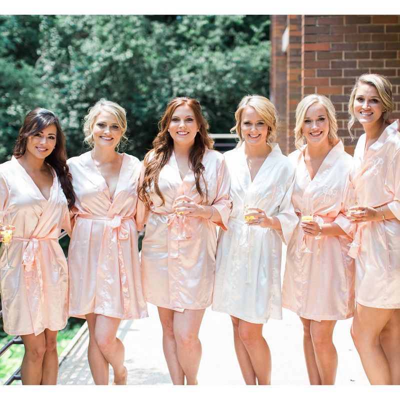 Personalized Embroidered Satin Robe Bridesmaid Robes Bridal