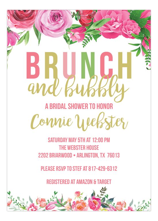 Brunch And Bubbly Bridal Luncheon Invitations Bubbly Bridal