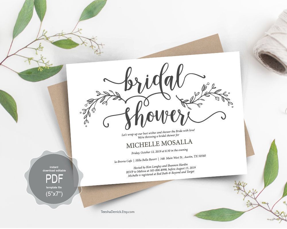 Bridal Shower Card Template Instant Download Editable Pdf