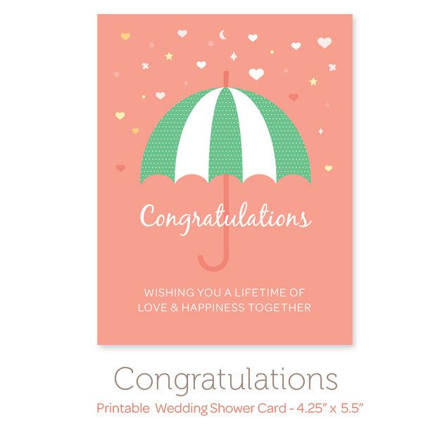 Instant Download Printable Wedding Shower Card Congratulations