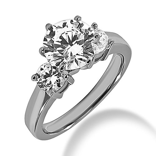 18k Yellow Gold Trellis 3 Stone Engagement Ring With Platinum Head
