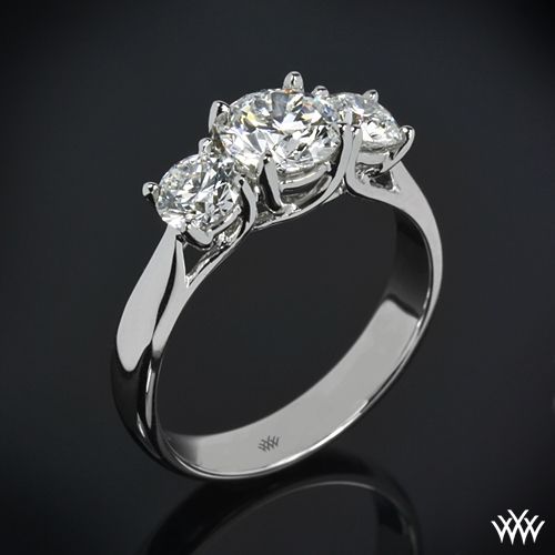 18k White Gold Trellis 3 Stone Engagement Ring Setting Only 3