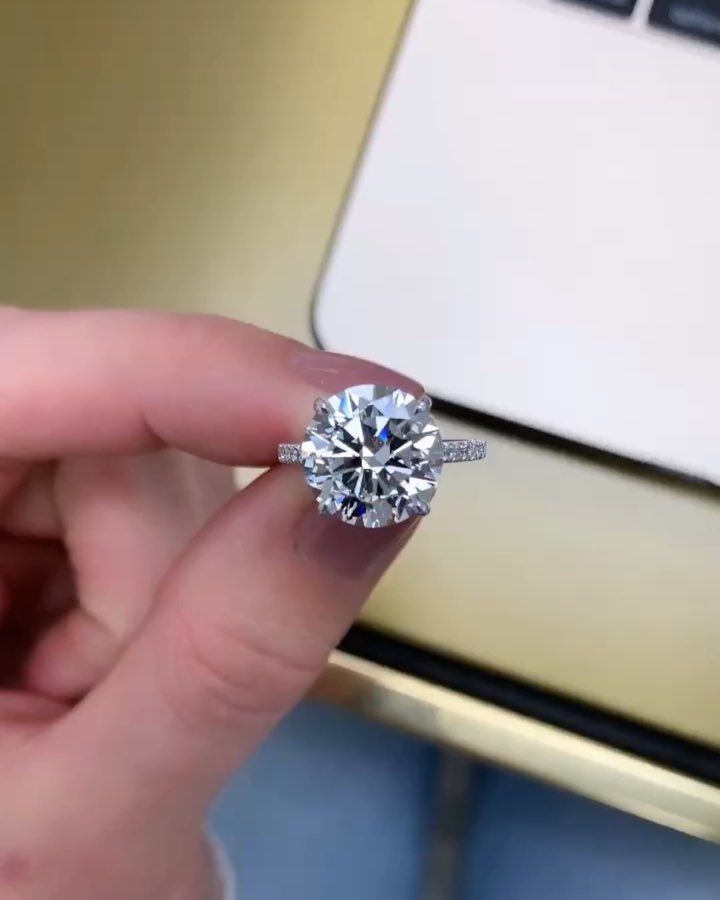 5ct Round Engagement Ring With Micropave Setting And A Hidden Halo