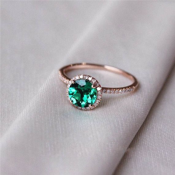 Emerald Engagement Ring Emerald Ring Halo By Oliveavenuejewelry