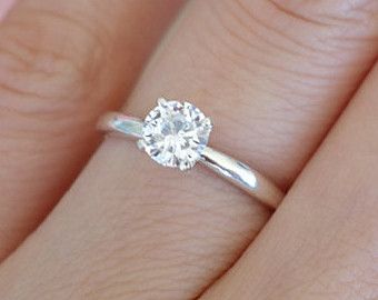 1 2 Carat 5mm Solitaire Engagement Ring 4 Prong Round Man Made