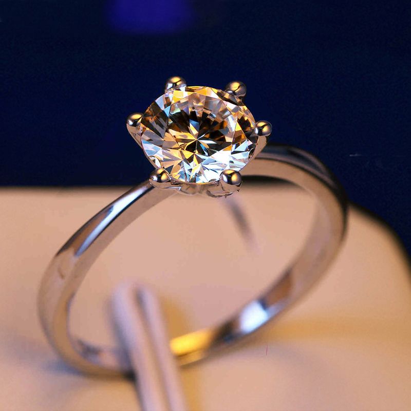 Italina 1carat 6mm Cz Diamond Wedding Rings For Women Anel 925