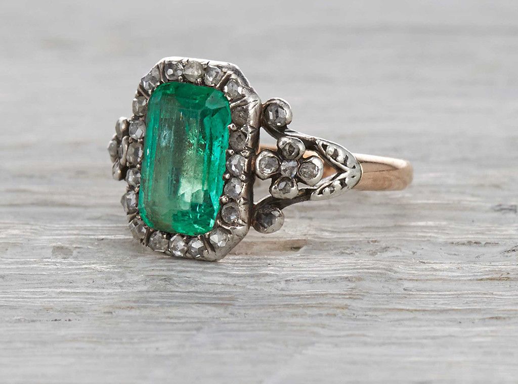 Two Carat Emerald Antique Georgian Engagement Ring Circa 1810