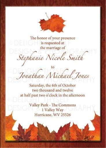 Autumn Themed Wedding Invitations Wedding Fallwedding Autumn Weddinginvte Invitation Wedding Invitations Leaves Fall Wedding Invitations Fall Leaf Wedding