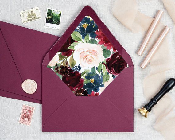 Floral Wedding Envelopes Lined Envelopes For Wedding