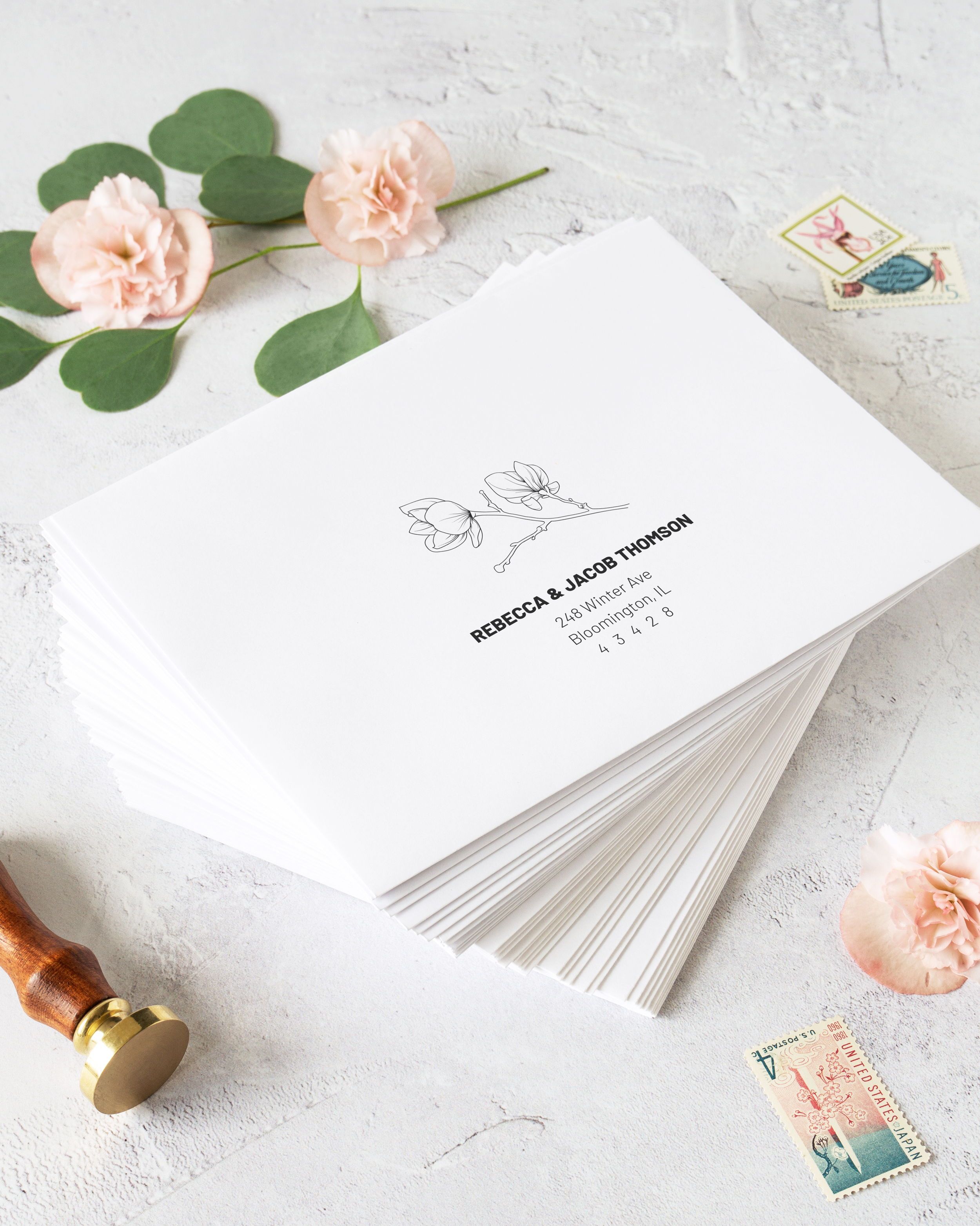 Printable Envelope Addressing Template Magnolia Wedding Modern