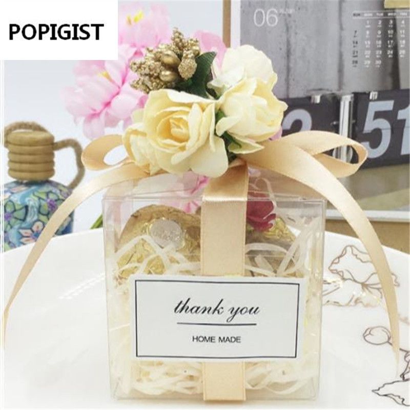 Clear Square Wedding Favor Gift Box Pvc Transparent Party Candy