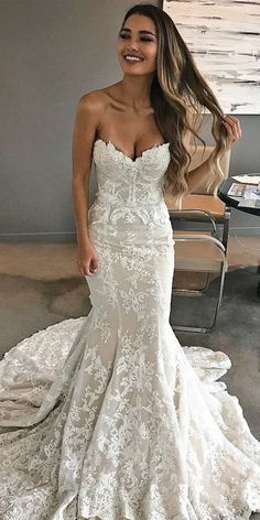 Gorgeous Fitted Lace Mermaid Wedding Dress Vestido De Noiva