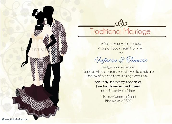 Ratu Sotho Traditional Wedding Invitation Traditional Wedding