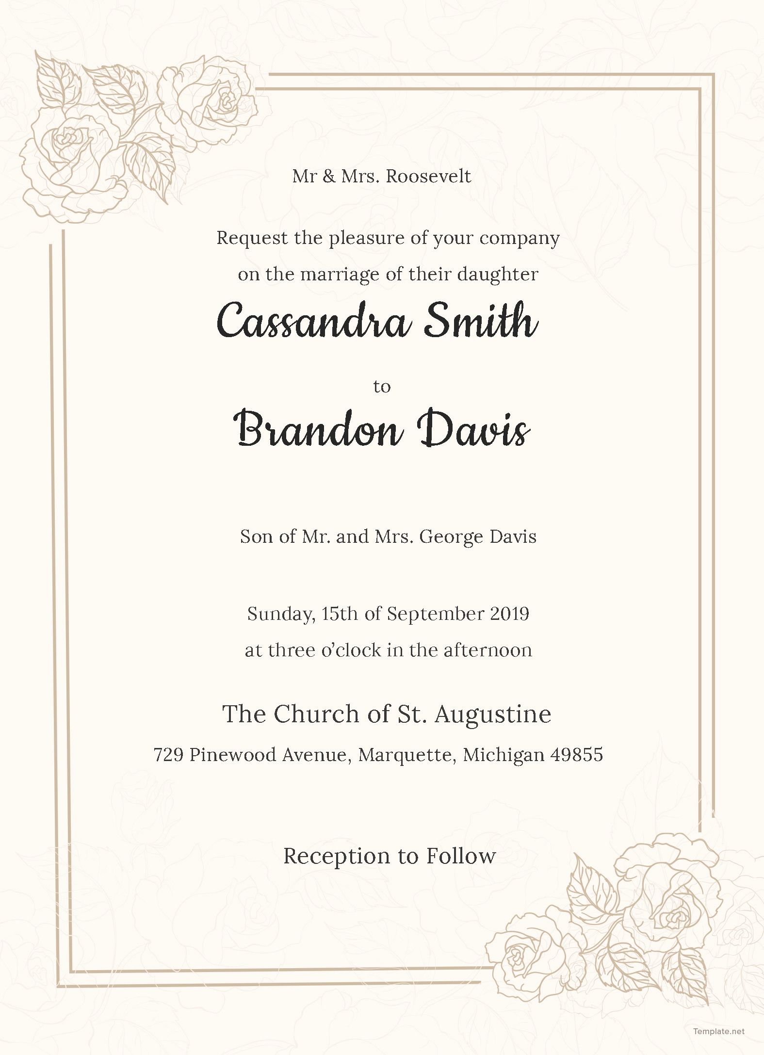 Free Traditional Wedding Invitation Traditional Wedding