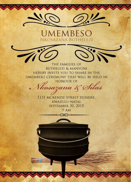 Thando South African Umembeso Traditional Wedding Invitation