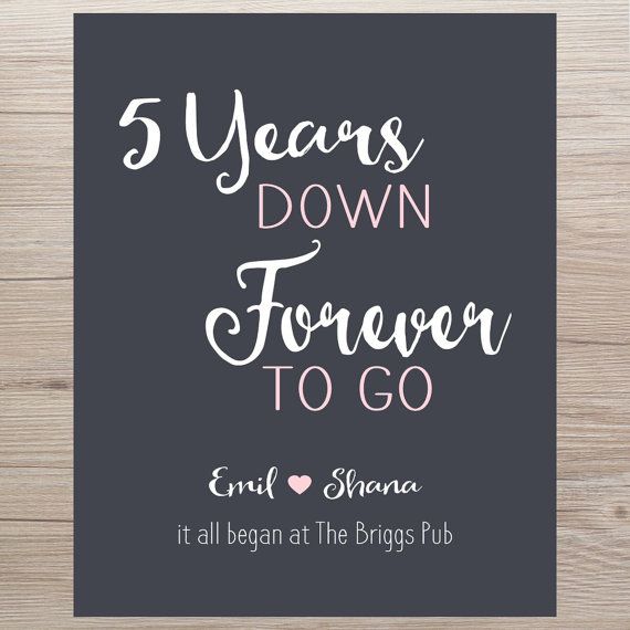Anniversary Gift 5 Years Down Forever To Go Custom Anniversary