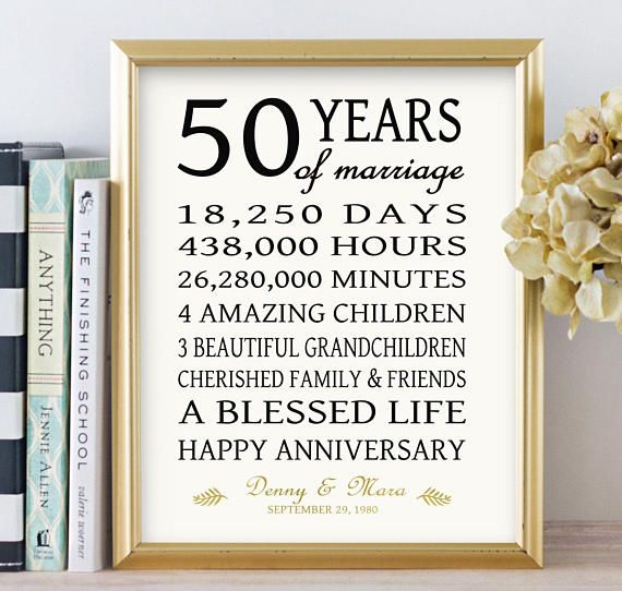 50th Anniversary Gift For Parents Golden 50 Years Wedding