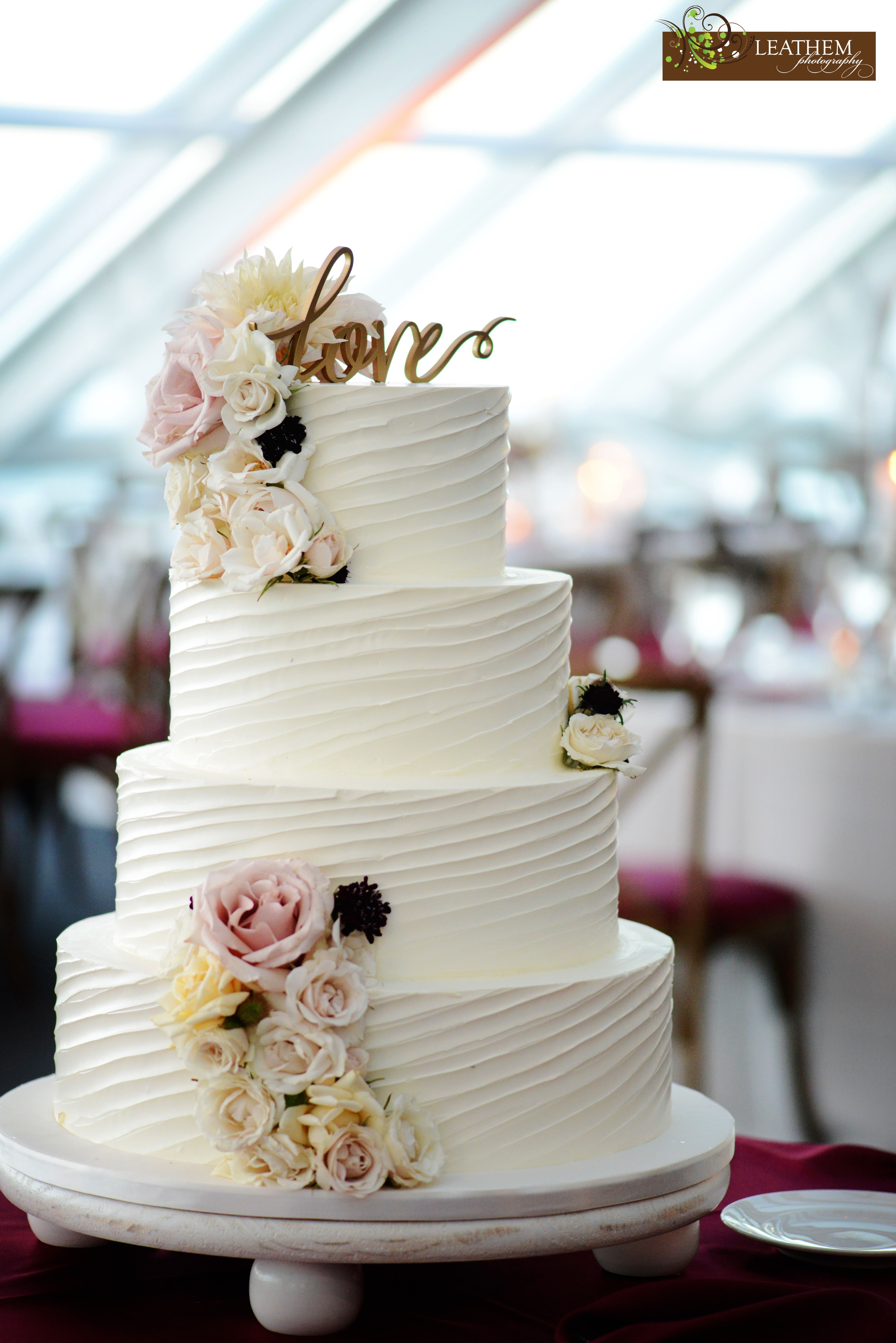 Gorgeous Textured Buttercream Wedding Cake Adorned With Fresh