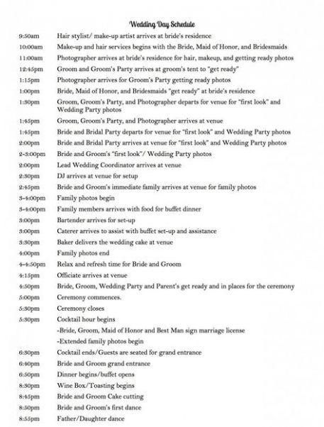 Wedding Day Timeline 5pm Ceremony 68 Ideas Wedding Weddingideas