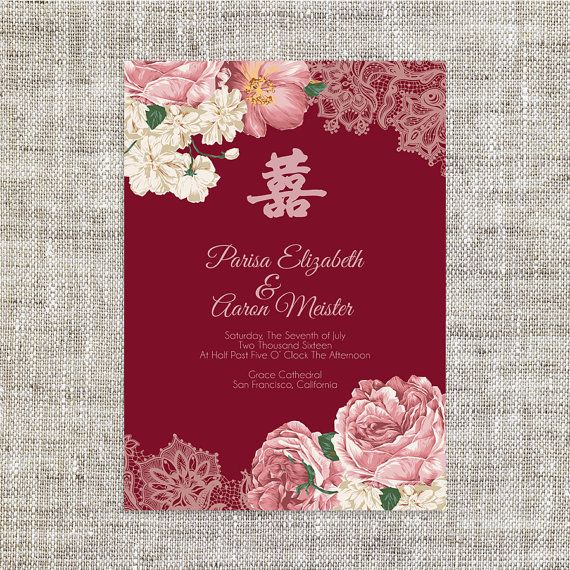 Diy Printable Editable Chinese Wedding Invitation Card By Imleaf