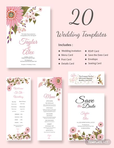Floral Wedding Templates Includes 20 Designs Free Wedding
