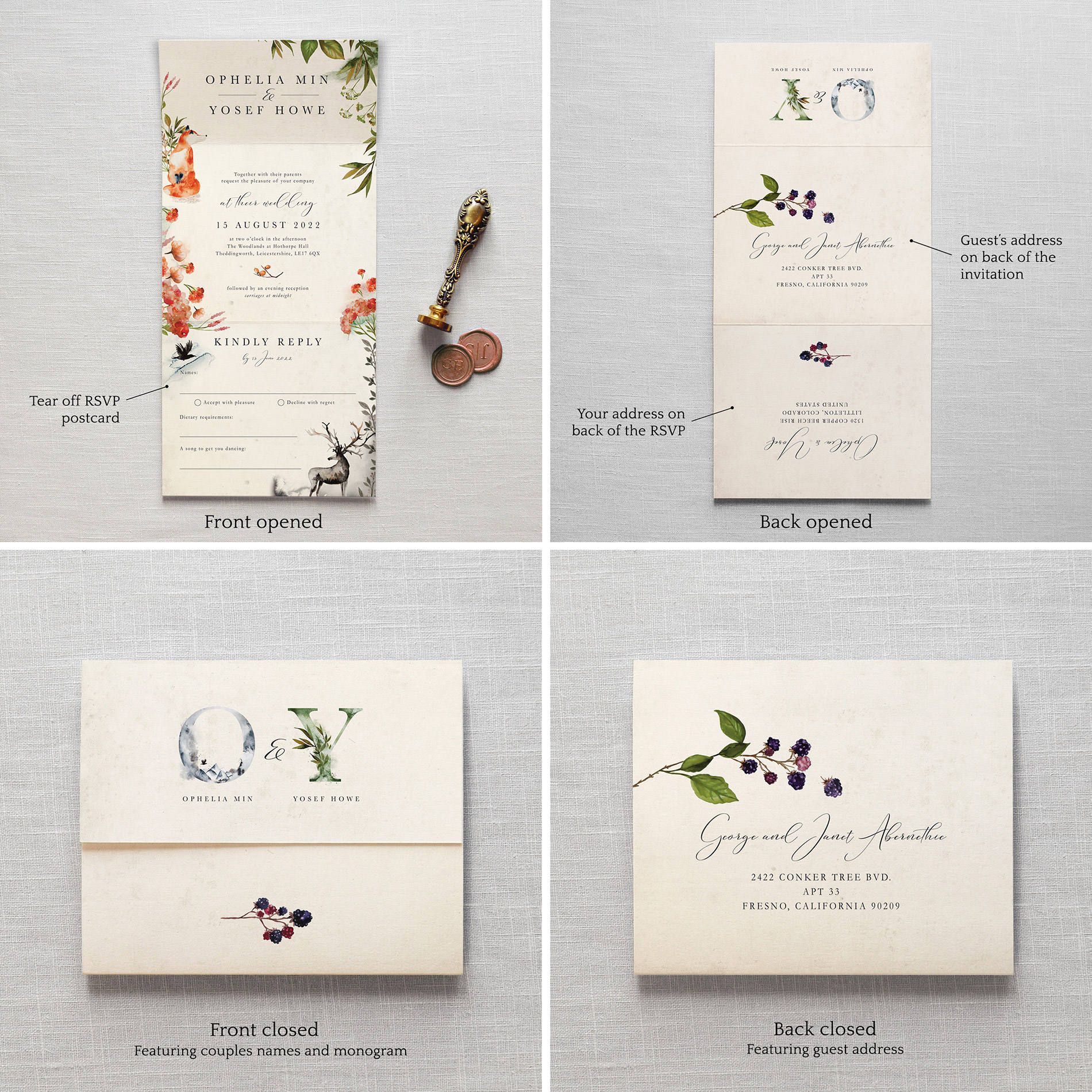 Once Upon A Time All In One Wedding Invitations No Envelope