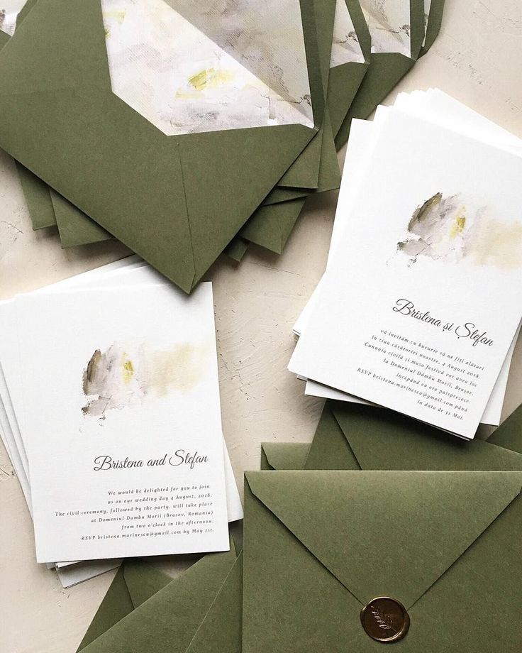Minimal Wedding Invitation With Custom Envelope Liner And Wax Seal