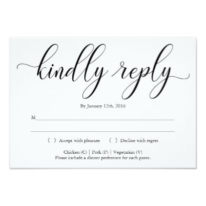 Elegant Calligraphy Invitation Reply Card Insert Zazzle Com