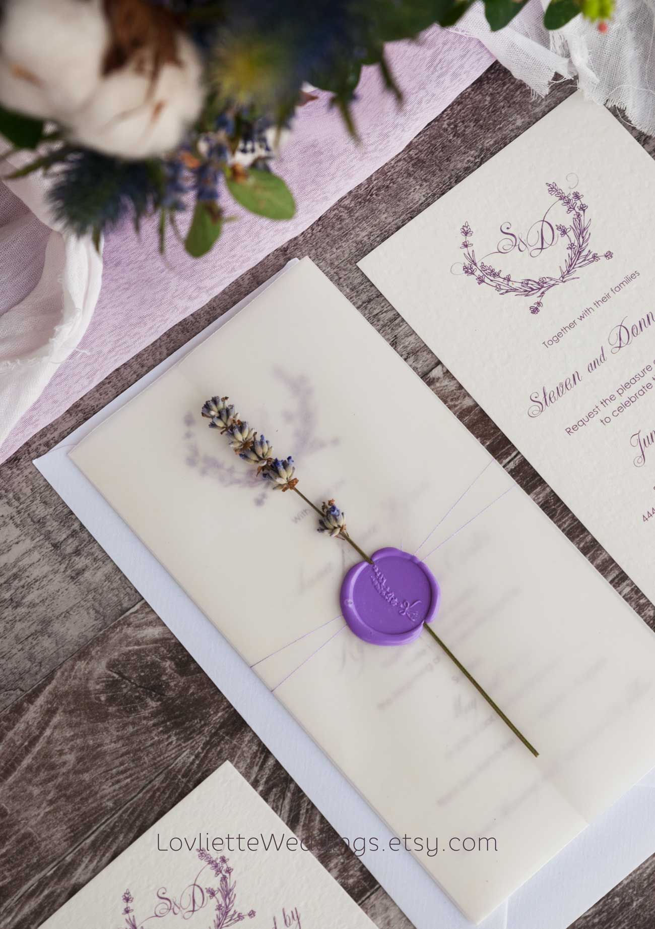 10 Lavender Handmade Wedding Invitations Lavender Wedding