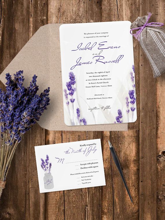 Lavender Wedding Invitation Lavender Wedding Invites Sample