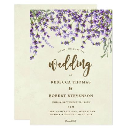 Lavender Floral Modern Wedding Invitation Zazzle Com Modern