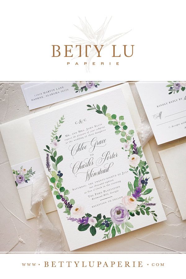 Elegant Lavender Wedding Invitations Elegant Wedding
