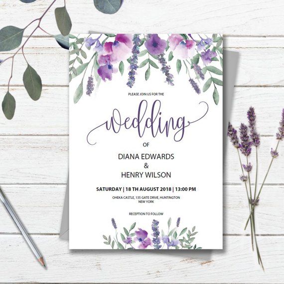 Elegant Lace Wedding Invitations Lavender Wedding Invitation