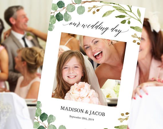 Greenery Wedding Photo Booth Frame Template Photo Booth Prop
