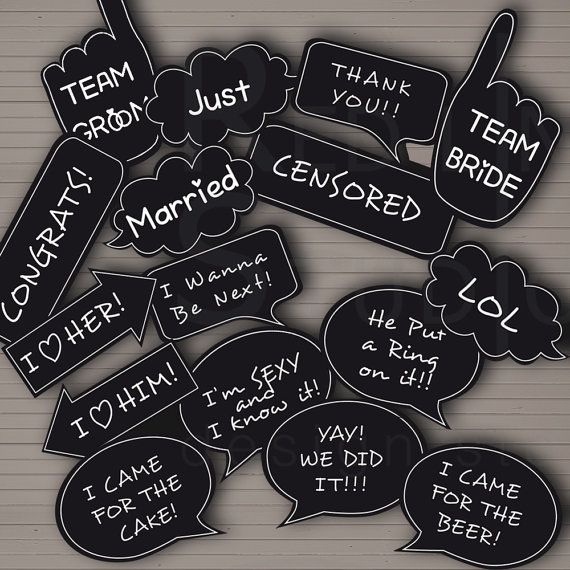 Photo Booth Props Black Signs Set Printable Instant Download Pdf