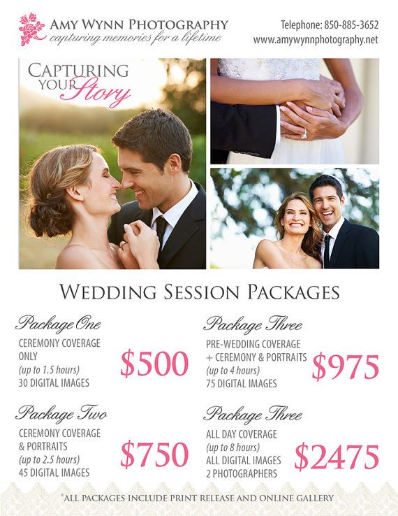 Wedding Photography Package Pricing Photographer Price List