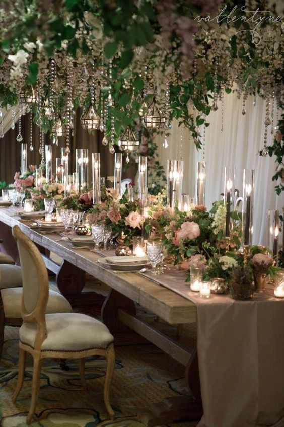 Rustic Indoor Green Wedding Reception Wedding Decor Elegant