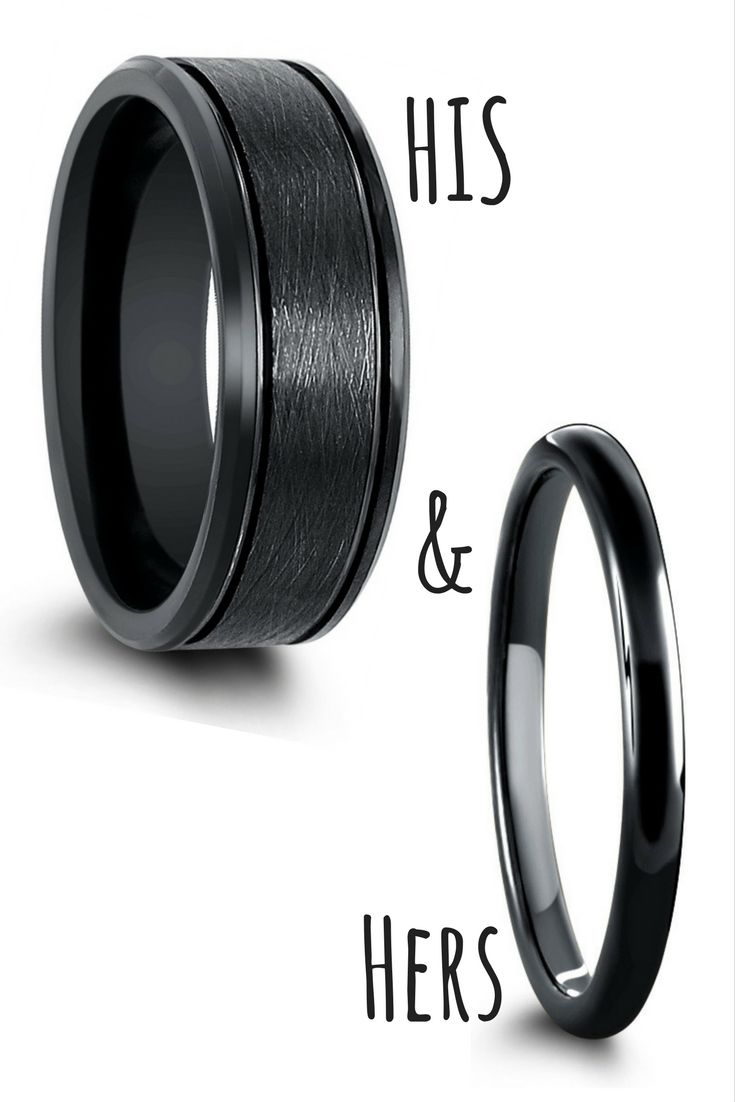 His And Her Black Wedding Rings His Wedding Ring Is Crafted Out